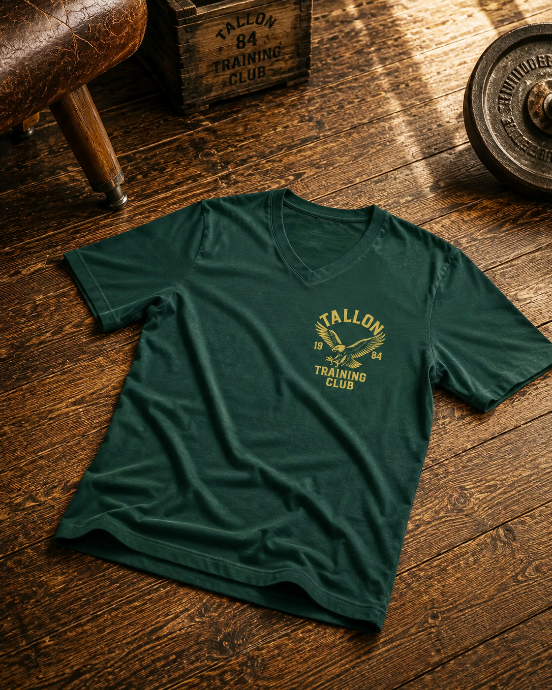 Vintage gym logo V-Neck T-shirt, great for casual wear or workout gear.